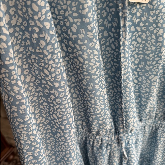 BTFBM NWT Blue White Spring Summer Dress Knee Length Elastic Waist Size S Ruffle - Picture 6 of 11